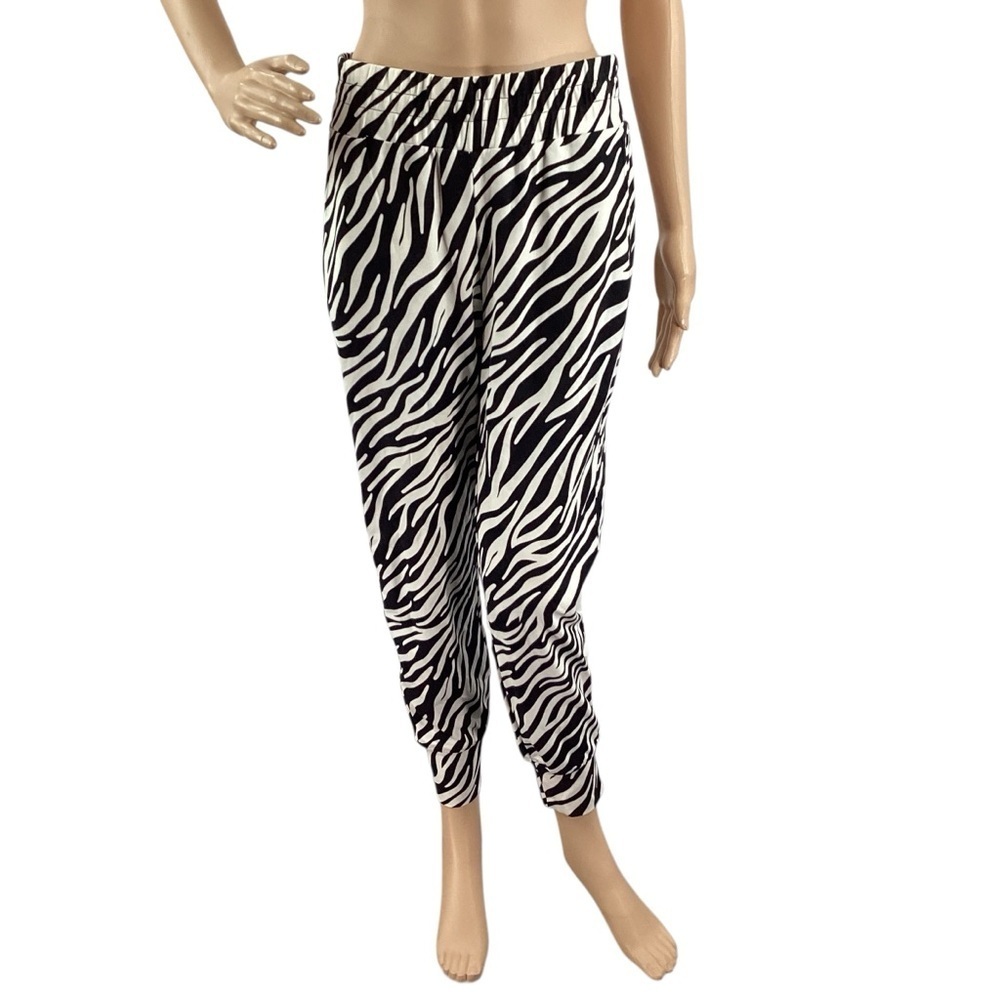 cabi ATC Zebra Jogger Pants Black White Size S